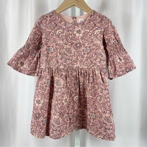 GAP 3T Smocked Floral Bell Sleeve Boho Cottagecore Retro Dress Flutter Sleeve